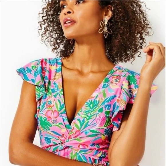 NWT Lilly Pulitzer® Verona Flutter Sleeve Maxi Dress - Picture 4 of 11